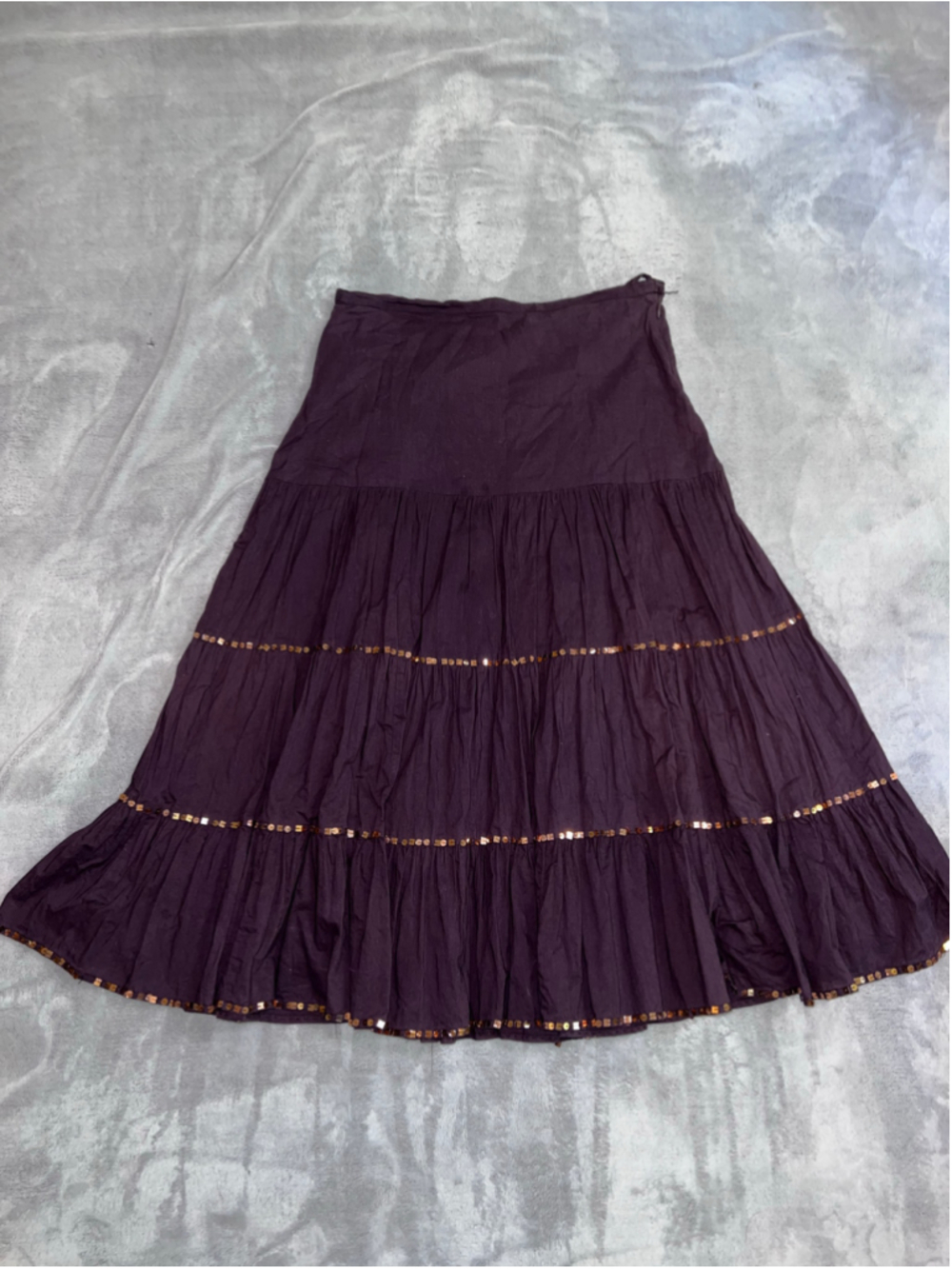 Espresso TIERED Maxi Skirt Size L Sequin Cotton
